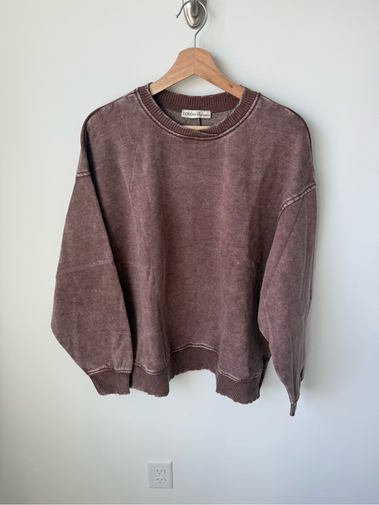 Zenana Outfitters Sweaters - Zenana Acid Washed Crewneck Brown Sweater | S/M & L/XL